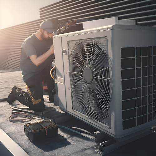 worker-repairing-air-conditioner-roof-building